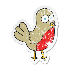 retro distressed sticker of a cartoon robin