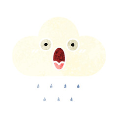 retro illustration style cartoon rain cloud