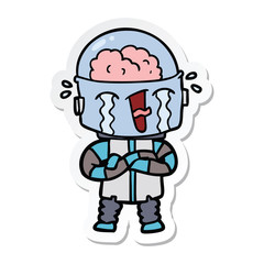 sticker of a cartoon crying robot