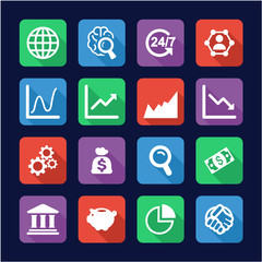 Global Economy Icons Flat Design