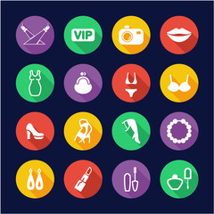 Fashion Show Icons Flat Design Circle