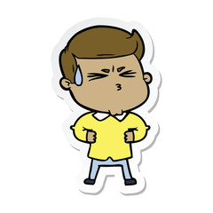 sticker of a cartoon man sweating