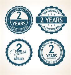 Two years warranty retro vintage badge and labels collection