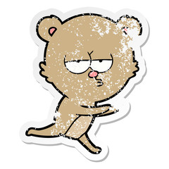 Obraz na płótnie Canvas distressed sticker of a bored bear cartoon