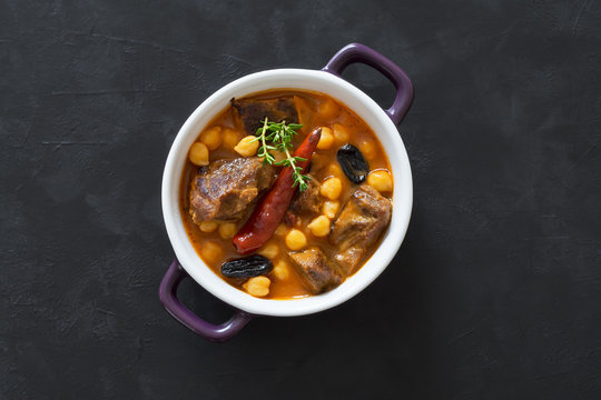 Moroccan spiced lamb stew. Moroccan food. 