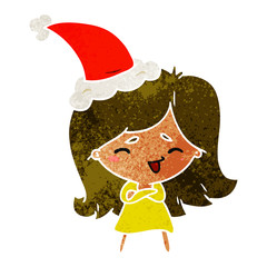 christmas retro cartoon of kawaii girl