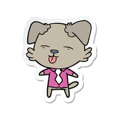 sticker of a cartoon dog in shirt and tie