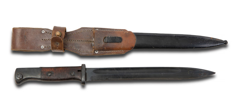 bayonet of german ww2 rifle isolated on white background