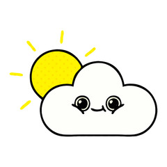 comic book style cartoon sun and cloud