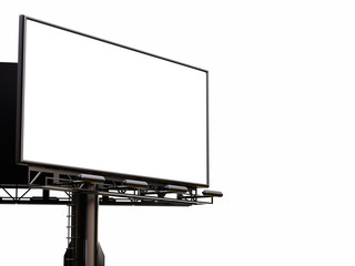 Obraz premium 3D rendering of blank billboard (empty advertisement) isolated on white background - mock up template