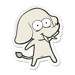 sticker of a happy cartoon elephant