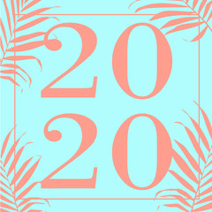 Obraz premium Happy new year turquoise 2020 Text Design Vector illustration