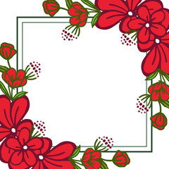 Vector illustration crowd frame flower red for greeting cards