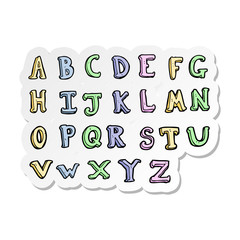 sticker of a cartoon alphabet