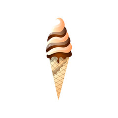Cartoon with ice cream cone isolated on white background