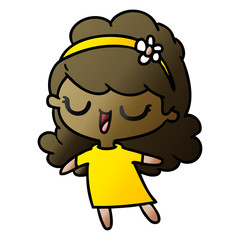 gradient cartoon of cute kawaii girl