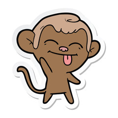 sticker of a funny cartoon monkey waving