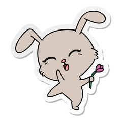 sticker cartoon of cute kawaii bunny