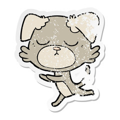 distressed sticker of a cute cartoon dog