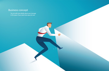 businessman jump over gap to success vector illustration eps10