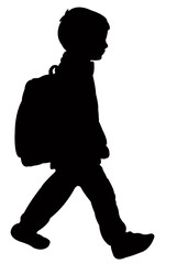 a student boy walking, silhouette vector