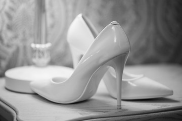 White women's high-heeled shoes