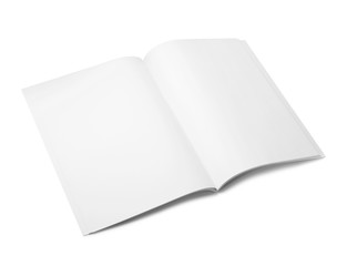 Mockup of open blank brochure on white background