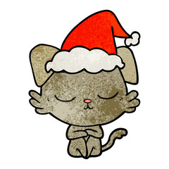 cute textured cartoon of a dog wearing santa hat