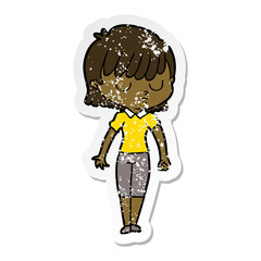 distressed sticker of a cartoon woman