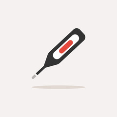 Digital thermometer. Medicine flat color icon with shadow on a beige background