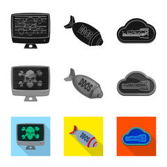 Vector design of virus and secure logo. Set of virus and cyber vector icon for stock.