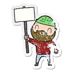 distressed sticker of a cartoon bearded man