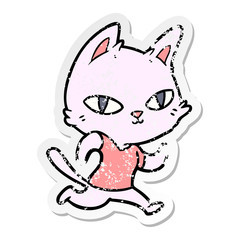 distressed sticker of a cartoon cat running