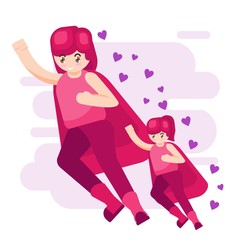 VECTOR ILLUSTRATION HAPPY MOTHER DAY FAMILY PARENT WITH LOVE AND CUTE FLOWER