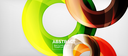 Modern geometric circles abstract background, colorful round shapes with shadow effects