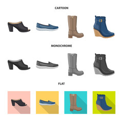 Vector design of footwear and woman logo. Collection of footwear and foot vector icon for stock.