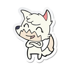 sticker of a happy cartoon fox