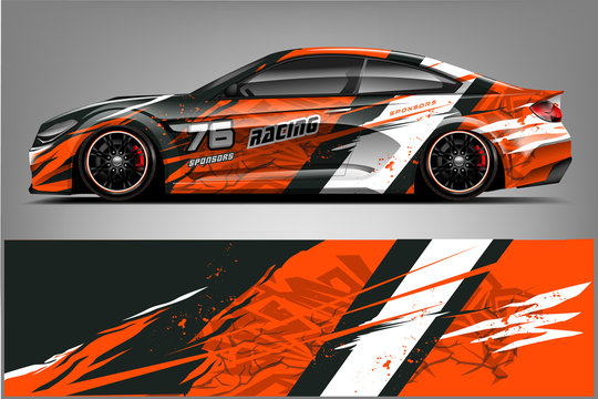 Sport Car Racing Wrap Design. Vector Design. - Vector 