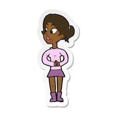 sticker of a cartoon girl talking