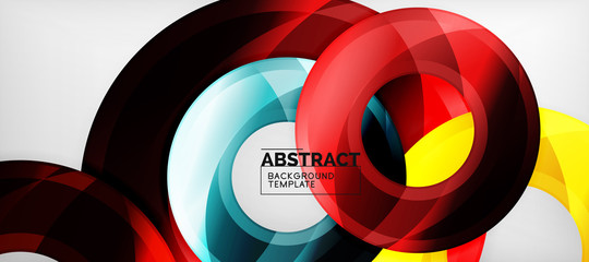 Modern geometric circles abstract background, colorful round shapes with shadow effects