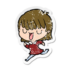 distressed sticker of a cartoon woman
