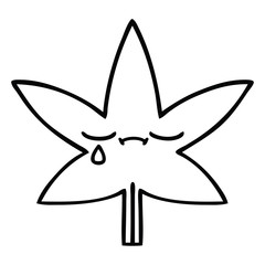 line drawing cartoon marijuana leaf