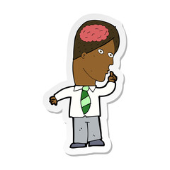 sticker of a cartoon businessman with huge brain
