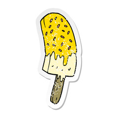 distressed sticker of a cartoon ice cream lolly