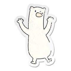 distressed sticker of a quirky hand drawn cartoon polar bear