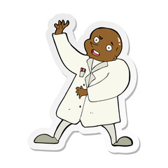 sticker of a cartoon mad scientist