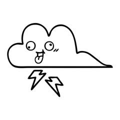 line drawing cartoon storm cloud