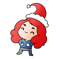 christmas gradient cartoon of kawaii girl