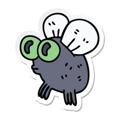 sticker of a quirky hand drawn cartoon fly
