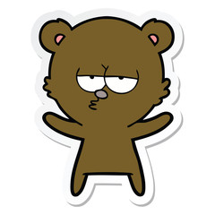 Obraz na płótnie Canvas sticker of a bored bear cartoon